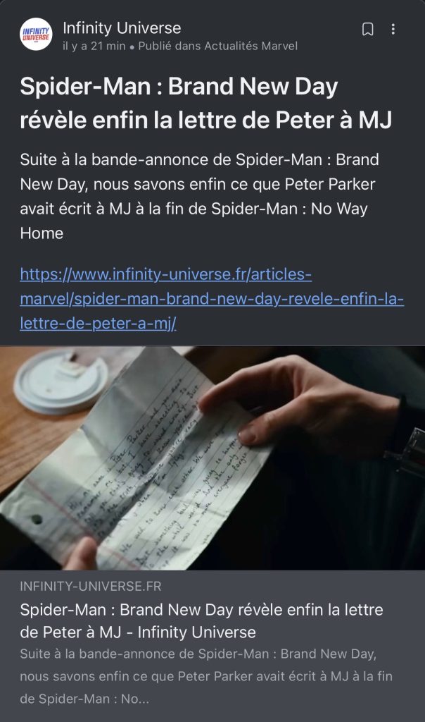 Brand New Day révèle enfin la lettre de Peter à MJ
